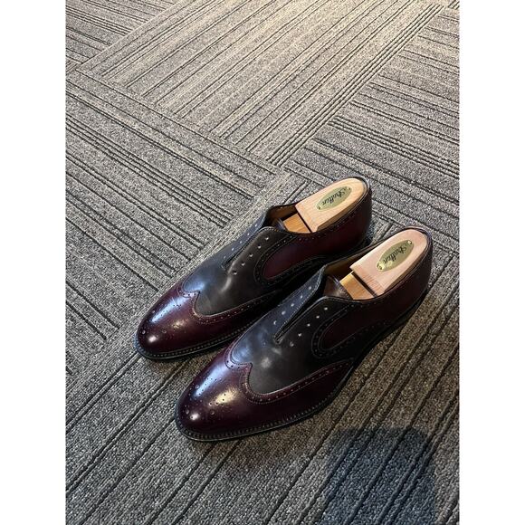 Ace Marks Dress Shoes 9 Burgundy Oxblood & Grey Spectators Oxfords - Picture 3 of 9